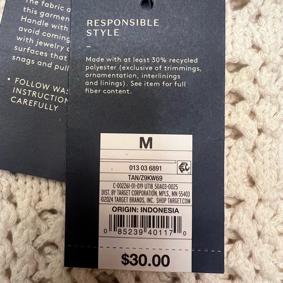 Universal Thread Cotton‎ Blend Knit Crew Neck Cream Sweater Neutral NWT Size M - Picture 4 of 9